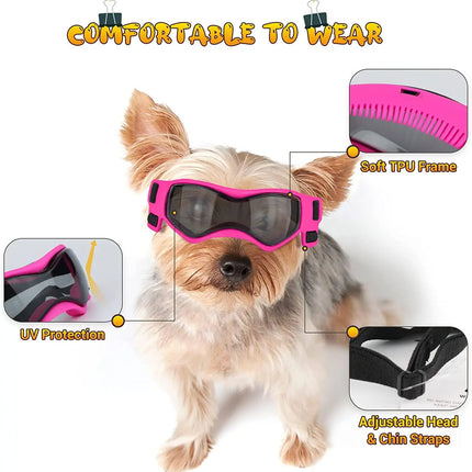 Dog Goggles for Small Breed Dog Sunglasses Dog UV Sunglasses Windproof Soft Frame Adjustable Straps for Small/Medium Dogs Puppy