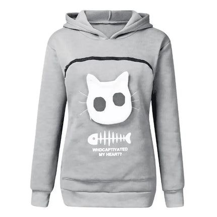 Cozy Cat Lovers Hoodie with Paw Print Pouch - Perfect for Cuddling Your Pet!