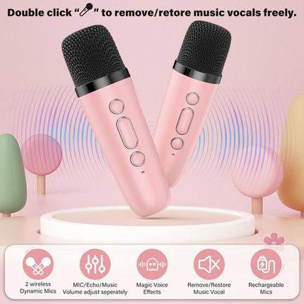 JYX D17 Wireless Portable Karaoke Speaker with 2 Wireless Microphones and RGB Light Show, Ideal for Kids, Travel, Outdoor Sports, Dorms, Parties, Birthdays, and Family Fun – a Great Gift Choice