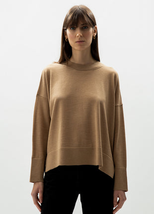 Extra Fine Merino Wool Oversized Crewneck Sweater 