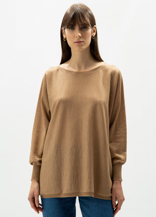 Extra Fine Merino Wool Boat Neck Oversized Sweater (3D-Knit)-15