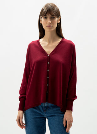 Extra Fine Merino Wool Oversized V-Neck Cardigan (3D-Knit)-12