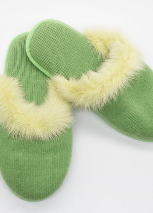 CASHMERE SLIPPERS WITH MINK TRIM-2