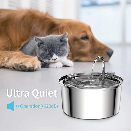 Elevate Your Pet's Hydration with the Stainless Steel Automatic Water Fountain - Mute USB Electric Drinking Bowl for Cats and Dogs
