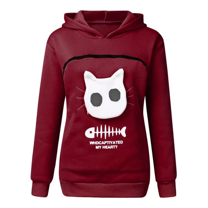 Cozy Cat Lovers Hoodie with Paw Print Pouch - Perfect for Cuddling Your Pet!