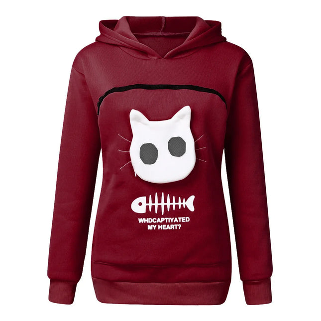 Cozy Cat Lovers Hoodie with Paw Print Pouch - Perfect for Cuddling Your Pet!