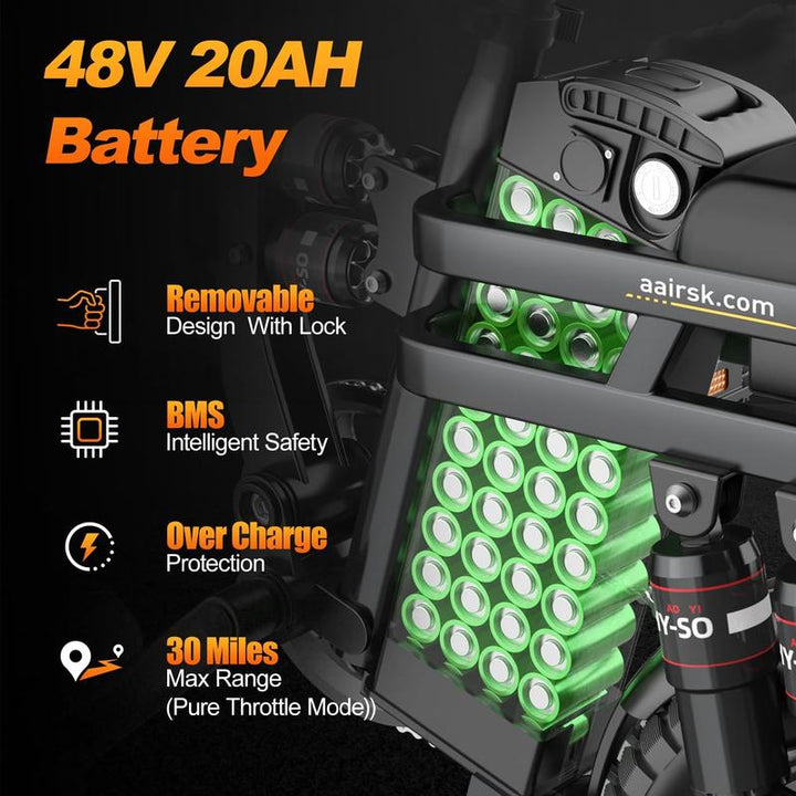 Aairks Electric Bike for , Folding Ebike 14" E-Bike, 48V 20Ah/15Ah/10Ah Removable Battery, 22MPH Speed, UL 2849 Certified, 40 Miles PAS Range Mini E Bikes， E Bike，Folding Ebike, Bicicleta Electrica