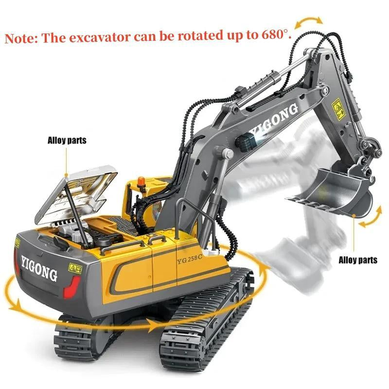 Summer Remote Control Excavator Toys, 1 Set 11-Channel Engineering Truck with Music & Metallic Shovel, Construction Vehicle Toys, Excavator Kids Toys Room Decor, Decorative Boys Room Accessories, Gift for Boyfriend, Men'S Gift, Playtime