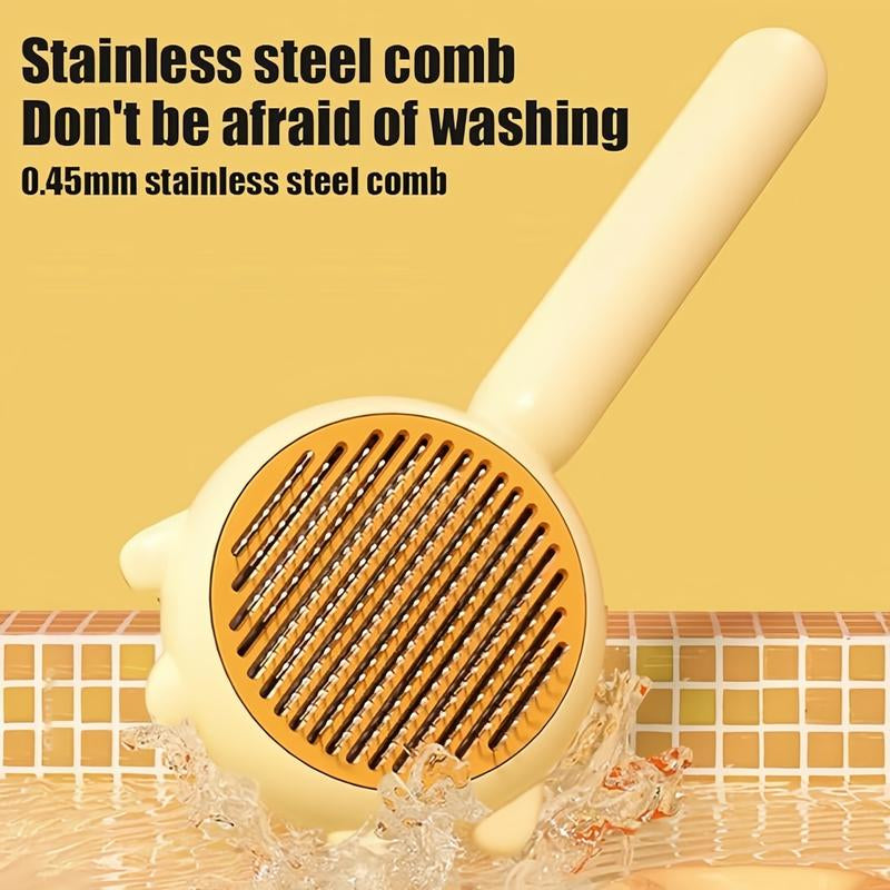 Ultimate Self-Cleaning Grooming Brush for Dogs & Cats - Effortless Pet Hair Removal, Undercoat Shedding, and Relaxing Massage Tool for Pet Lovers