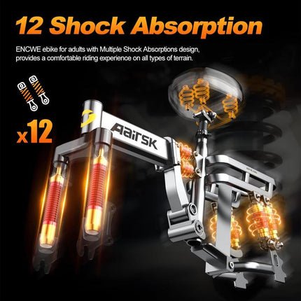 Aairks Electric Bike for , Folding Ebike 14" E-Bike, 48V 20Ah/15Ah/10Ah Removable Battery, 22MPH Speed, UL 2849 Certified, 40 Miles PAS Range Mini E Bikes， E Bike，Folding Ebike, Bicicleta Electrica