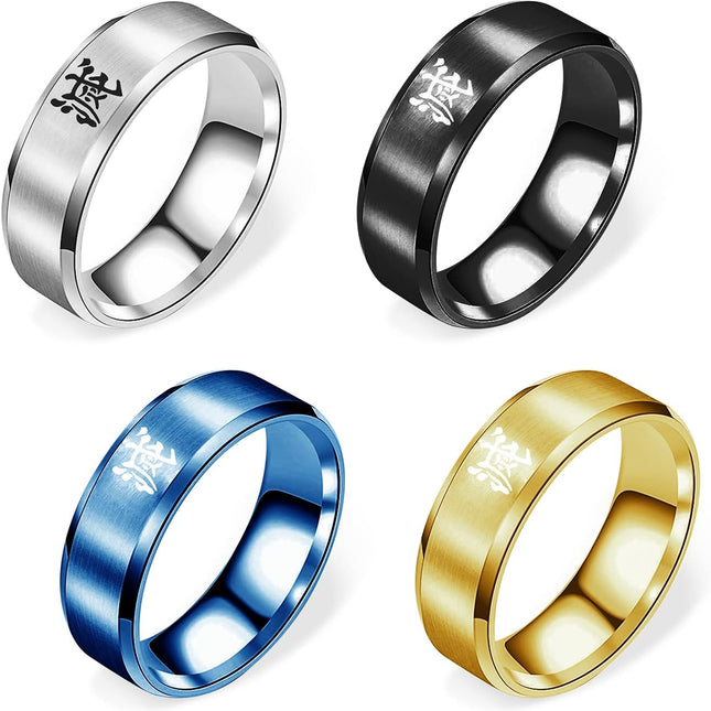 4 Pcs Demon Slayer Rings Set Anime Rings Demon Slayer Cosplay Jewelry (10)