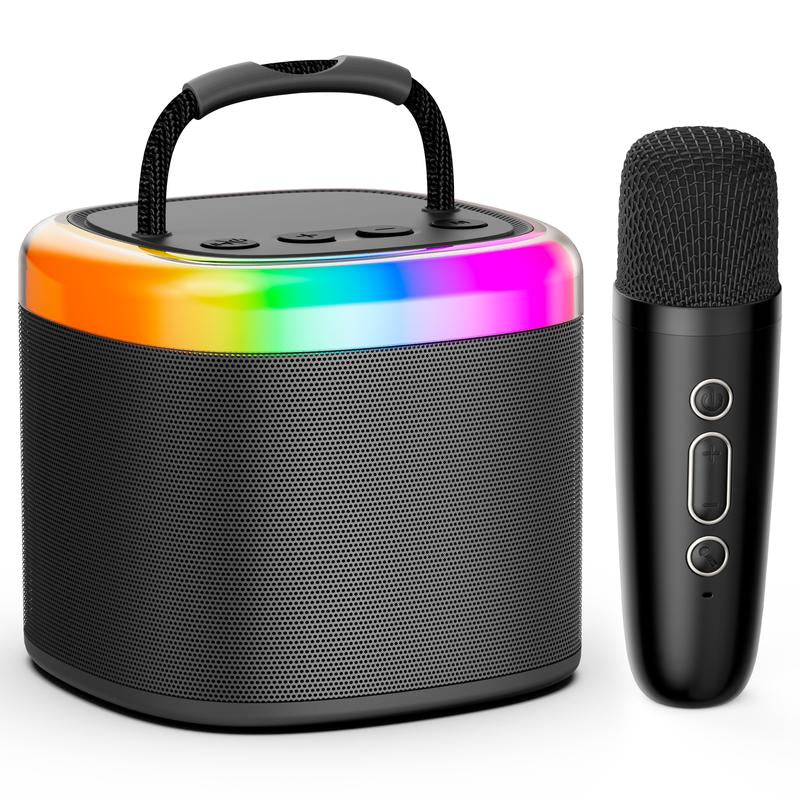 JYX D17 Wireless Portable Karaoke Speaker with 2 Wireless Microphones and RGB Light Show, Ideal for Kids, Travel, Outdoor Sports, Dorms, Parties, Birthdays, and Family Fun – a Great Gift Choice