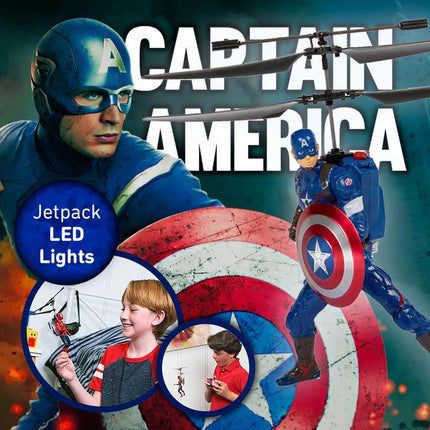 MARVEL Avengers Remote Control Helicopter - Iron Man, Captain America, Hulk, Spider-Man, Deadpool & Wolverine with LED Lights & Twin Rotors for Ultimate Stability