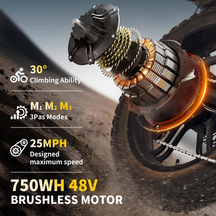 Experience the Thrill of the Fat Tire E-Bike: 48V 1500WH Battery, 25MPH Speed, and 28-Mile Range for Adventurous Commuting!