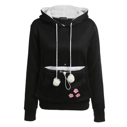 2023 Trendy Cat Lovers Hoodie with Ears & Cuddle Pouch - Cozy Kangaroo Pullover Sweatshirt for Pets