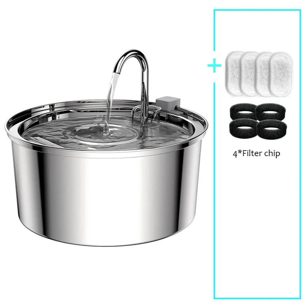 Elevate Your Pet's Hydration with the Stainless Steel Automatic Water Fountain - Mute USB Electric Drinking Bowl for Cats and Dogs