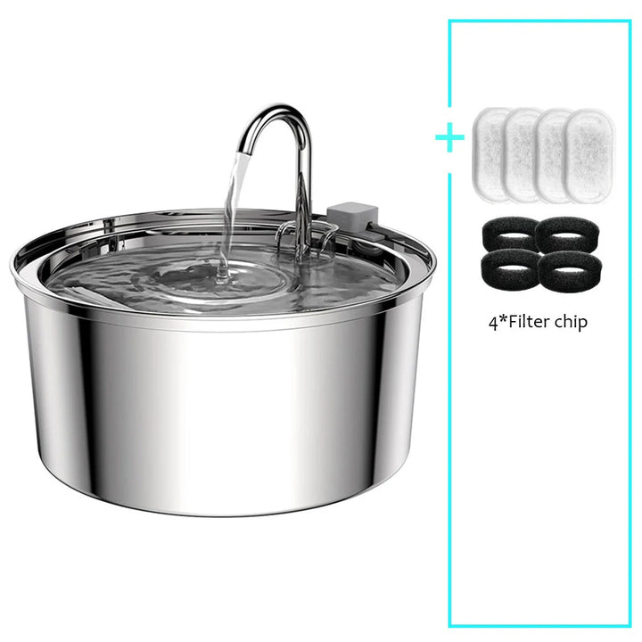 Elevate Your Pet's Hydration with the Stainless Steel Automatic Water Fountain - Mute USB Electric Drinking Bowl for Cats and Dogs