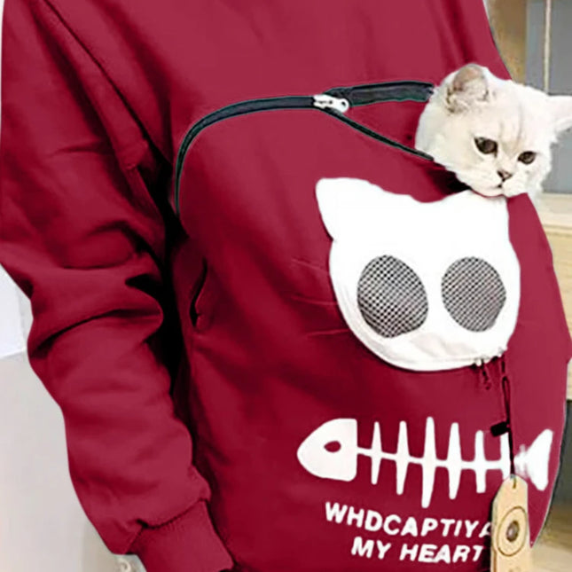 Cozy Cat Lovers Hoodie with Paw Print Pouch - Perfect for Cuddling Your Pet!
