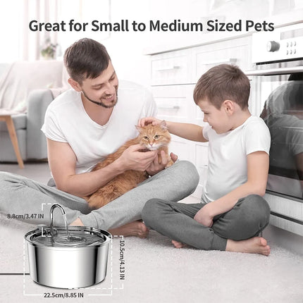Elevate Your Pet's Hydration with the Stainless Steel Automatic Water Fountain - Mute USB Electric Drinking Bowl for Cats and Dogs