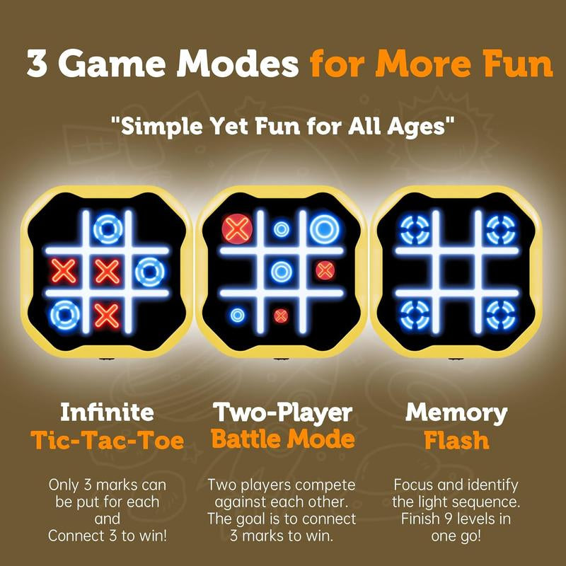 Ultimate 3 in 1 Electronic Tic Tac Toe Game - Silent Mode, Portable Learning Toy for Kids & Adults, Compact Design for Strategic Thinking Skills