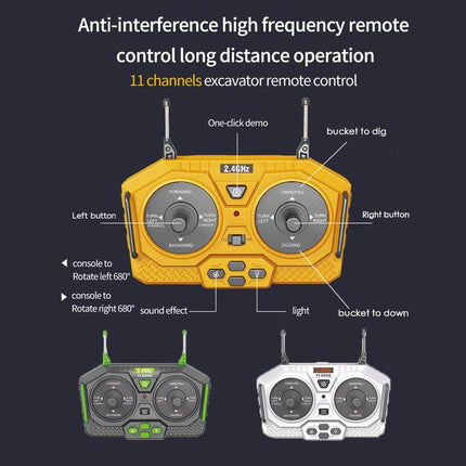 Summer Remote Control Excavator Toys, 1 Set 11-Channel Engineering Truck with Music & Metallic Shovel, Construction Vehicle Toys, Excavator Kids Toys Room Decor, Decorative Boys Room Accessories, Gift for Boyfriend, Men'S Gift, Playtime