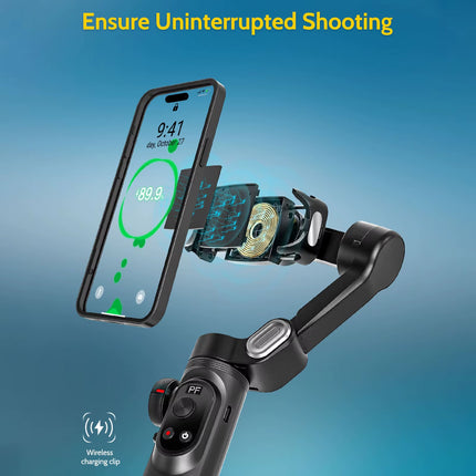 Xproblack 3-Axis Smartphone Gimbal Stabilizer with OLED Screen & LED Lights for Android & iPhone