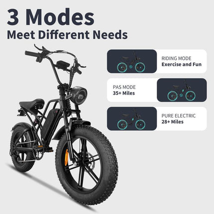 Experience the Thrill of the Fat Tire E-Bike: 48V 1500WH Battery, 25MPH Speed, and 28-Mile Range for Adventurous Commuting!