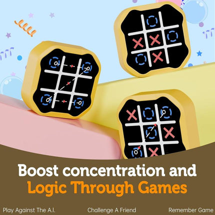Ultimate 3 in 1 Electronic Tic Tac Toe Game - Silent Mode, Portable Learning Toy for Kids & Adults, Compact Design for Strategic Thinking Skills