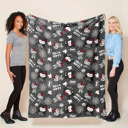 Cozy Up with Our Fun Halloween Hello Kitty Plush Blanket - Perfect for Home, Office, Camping & Travel (80"x60")
