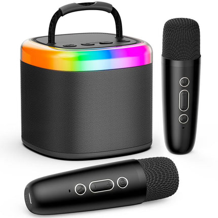 JYX D17 Wireless Portable Karaoke Speaker with 2 Wireless Microphones and RGB Light Show, Ideal for Kids, Travel, Outdoor Sports, Dorms, Parties, Birthdays, and Family Fun – a Great Gift Choice