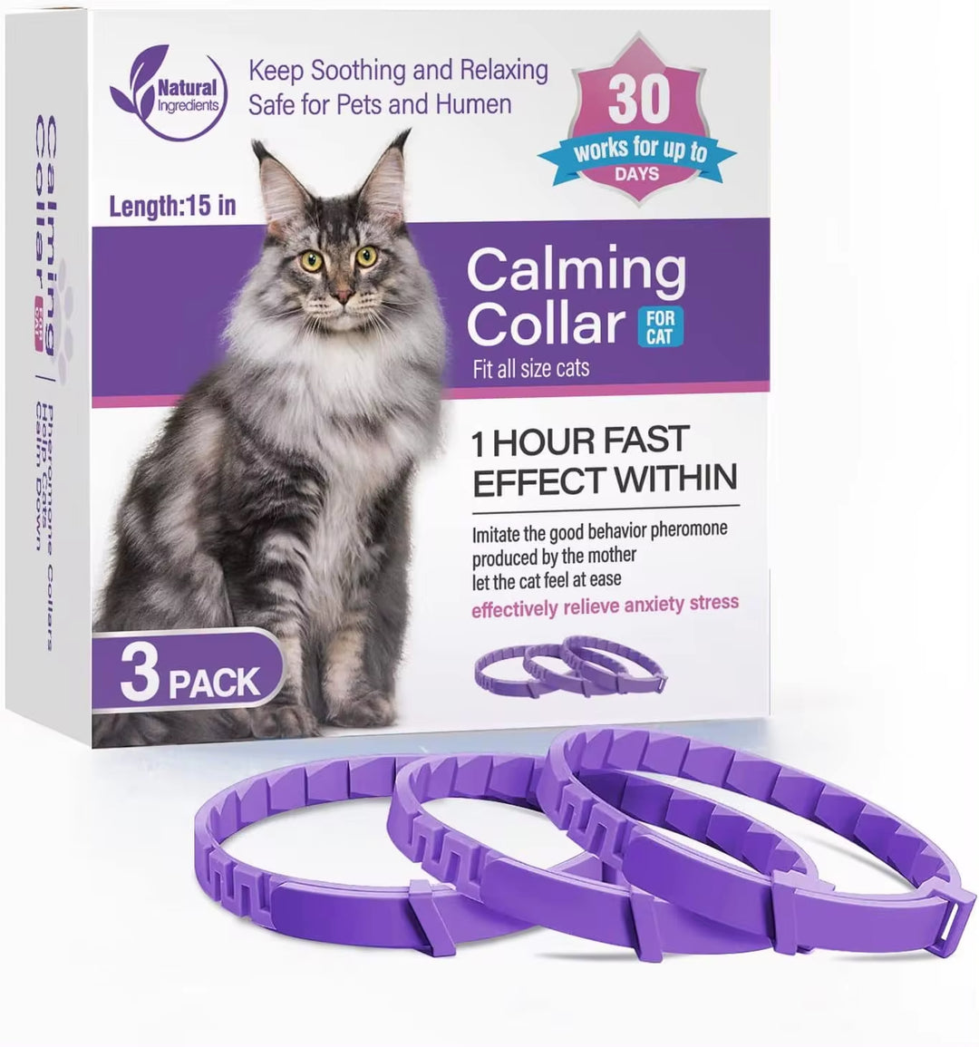Adjustable 3/4 Pc Calming Pheromone Collars for Dogs & Cats - Comfortable Anxiety Relief for Puppies, Kittens, and Large Pets