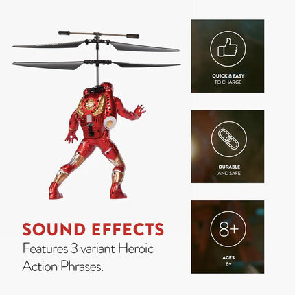 MARVEL Avengers Remote Control Helicopter - Iron Man, Captain America, Hulk, Spider-Man, Deadpool & Wolverine with LED Lights & Twin Rotors for Ultimate Stability