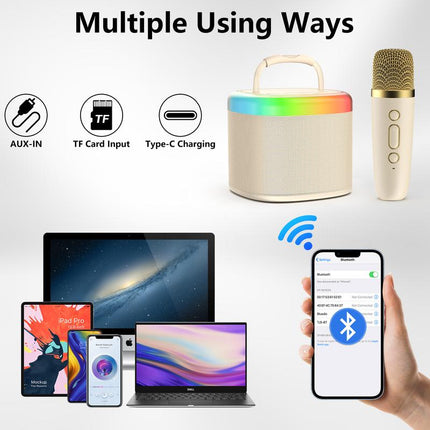 JYX D17 Wireless Portable Karaoke Speaker with 2 Wireless Microphones and RGB Light Show, Ideal for Kids, Travel, Outdoor Sports, Dorms, Parties, Birthdays, and Family Fun – a Great Gift Choice