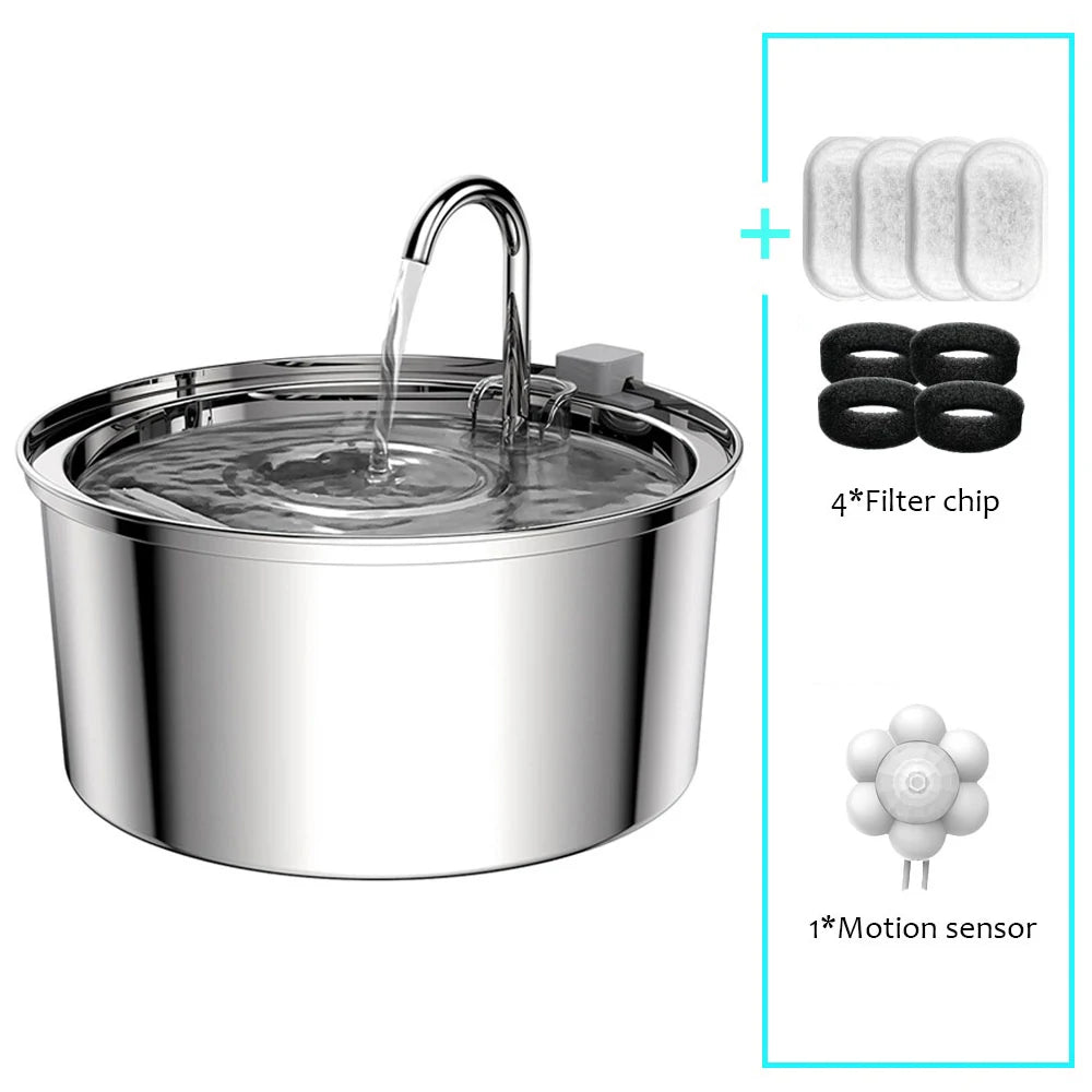 Elevate Your Pet's Hydration with the Stainless Steel Automatic Water Fountain - Mute USB Electric Drinking Bowl for Cats and Dogs