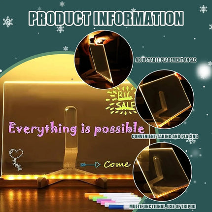 LED Note Board with Colors Erasable DIY Children'S Drawing Board Letter Message Board White Luminous Dry Erase Board with Stand