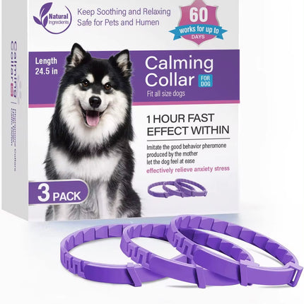 Adjustable 3/4 Pc Calming Pheromone Collars for Dogs & Cats - Comfortable Anxiety Relief for Puppies, Kittens, and Large Pets