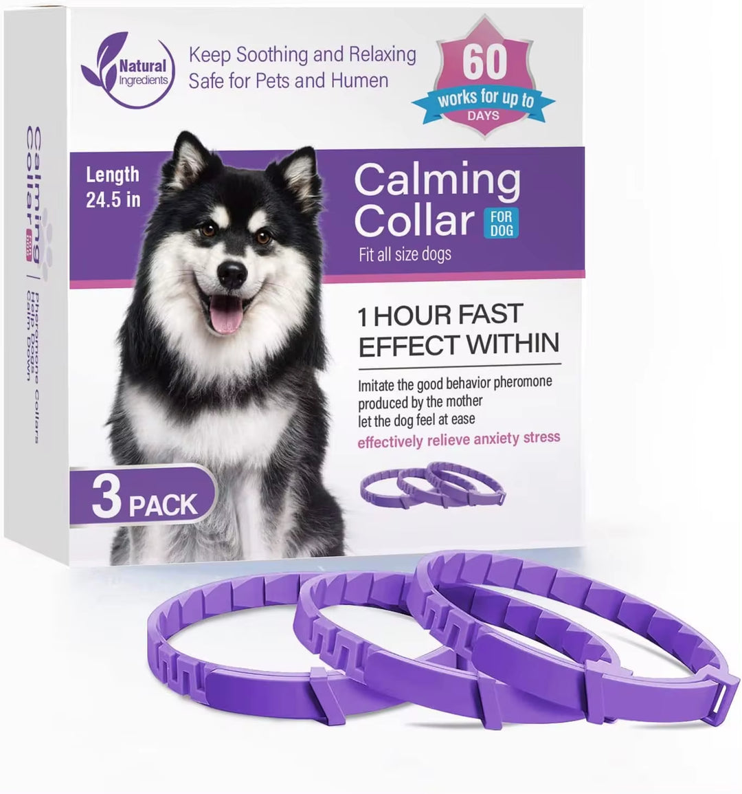 Adjustable 3/4 Pc Calming Pheromone Collars for Dogs & Cats - Comfortable Anxiety Relief for Puppies, Kittens, and Large Pets