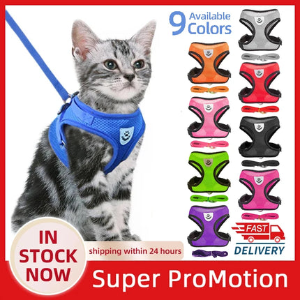 Discover the Ultimate Comfort: Adjustable Cat Harness Vest with Leash for Small and Medium Pets!