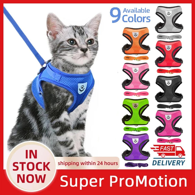 Discover the Ultimate Comfort: Adjustable Cat Harness Vest with Leash for Small and Medium Pets!