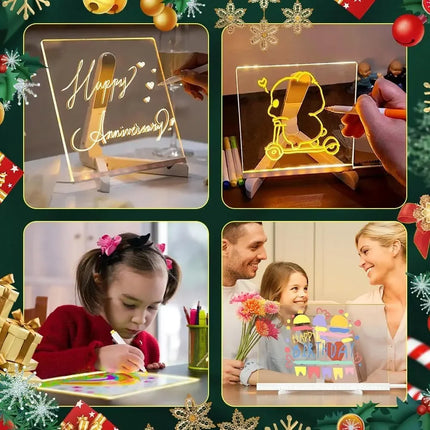 LED Note Board with Colors Erasable DIY Children'S Drawing Board Letter Message Board White Luminous Dry Erase Board with Stand