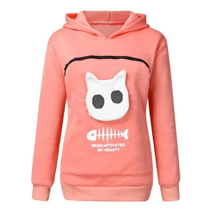 Cozy Cat Lovers Hoodie with Paw Print Pouch - Perfect for Cuddling Your Pet!