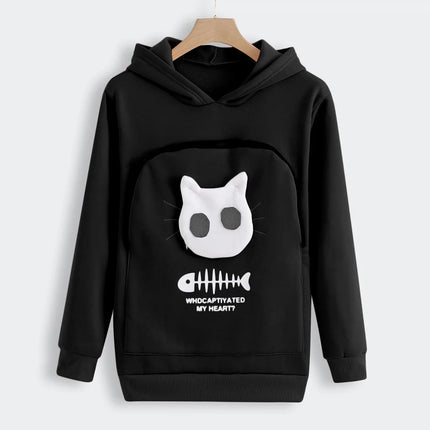 Cozy Cat Lovers Hoodie with Paw Print Pouch - Perfect for Cuddling Your Pet!