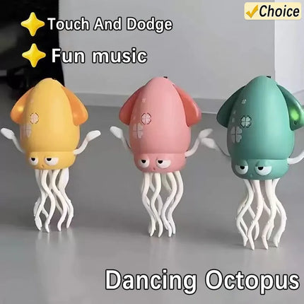 Electric Dancing Squid Toy Crawling Dancing Automatic Obstacle Avoidance Octopus Sensor Toy with LED Lights & Music