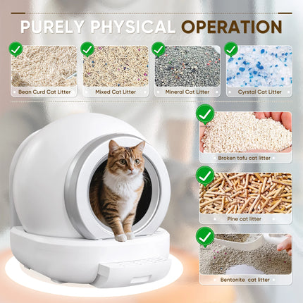 Revolutionary Automatic Self-Cleaning Cat Litter Box with Smart App Control - Effortless Pet Care in Sleek White Design