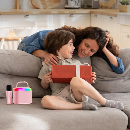 JYX D17 Wireless Portable Karaoke Speaker with 2 Wireless Microphones and RGB Light Show, Ideal for Kids, Travel, Outdoor Sports, Dorms, Parties, Birthdays, and Family Fun – a Great Gift Choice