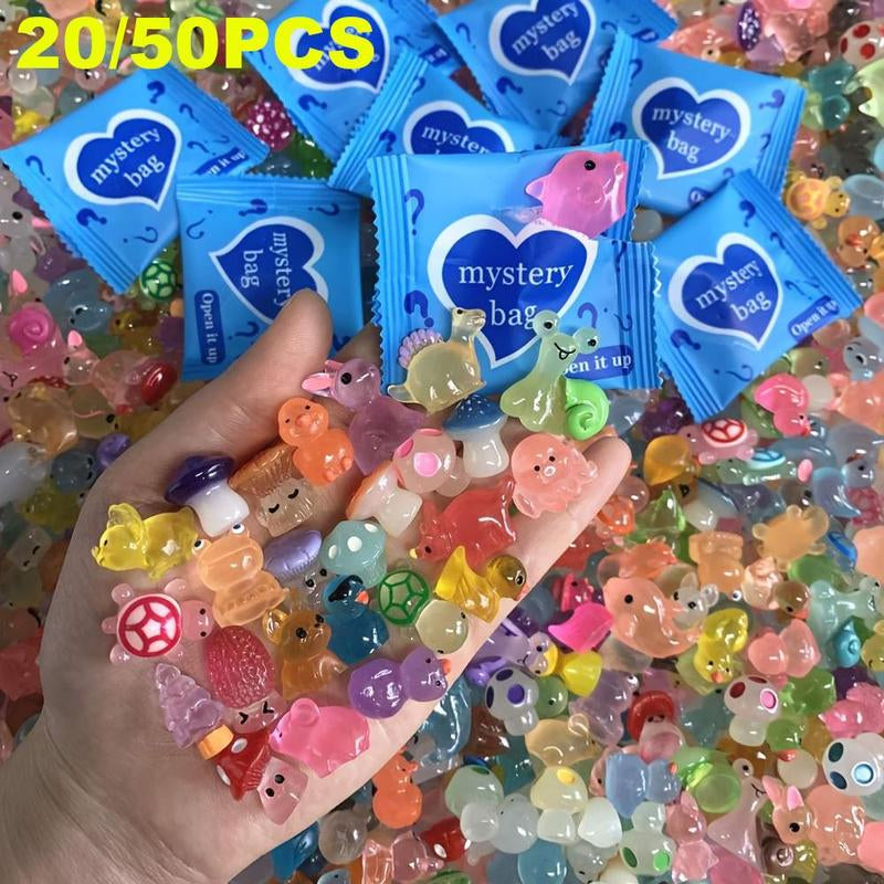 Enchanting Mini Glow-in-the-Dark Animal Resin Models - Surprise Mystery Bag for Dollhouse, Fairy Garden, and Crafting Fun! Perfect Birthday Gift & Unique Ornaments!
