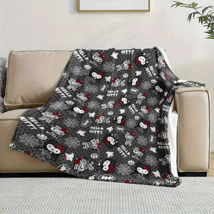 Cozy Up with Our Fun Halloween Hello Kitty Plush Blanket - Perfect for Home, Office, Camping & Travel (80"x60")