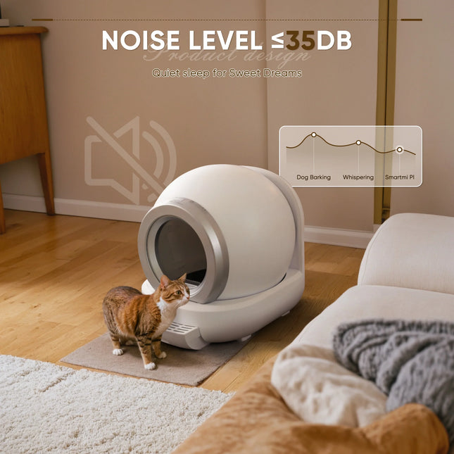 Revolutionary Automatic Self-Cleaning Cat Litter Box with Smart App Control - Effortless Pet Care in Sleek White Design