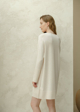 Extra Fine Merino Wool Crewneck Midi Dress