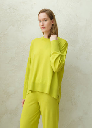 Extra Fine Merino Wool Oversized Crewneck Sweater 
